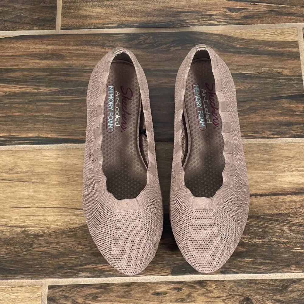 Skechers Cleo 2.0 Love Spell Shoes Womens Size 7 Mocha Stretch Fit Ballet Flats